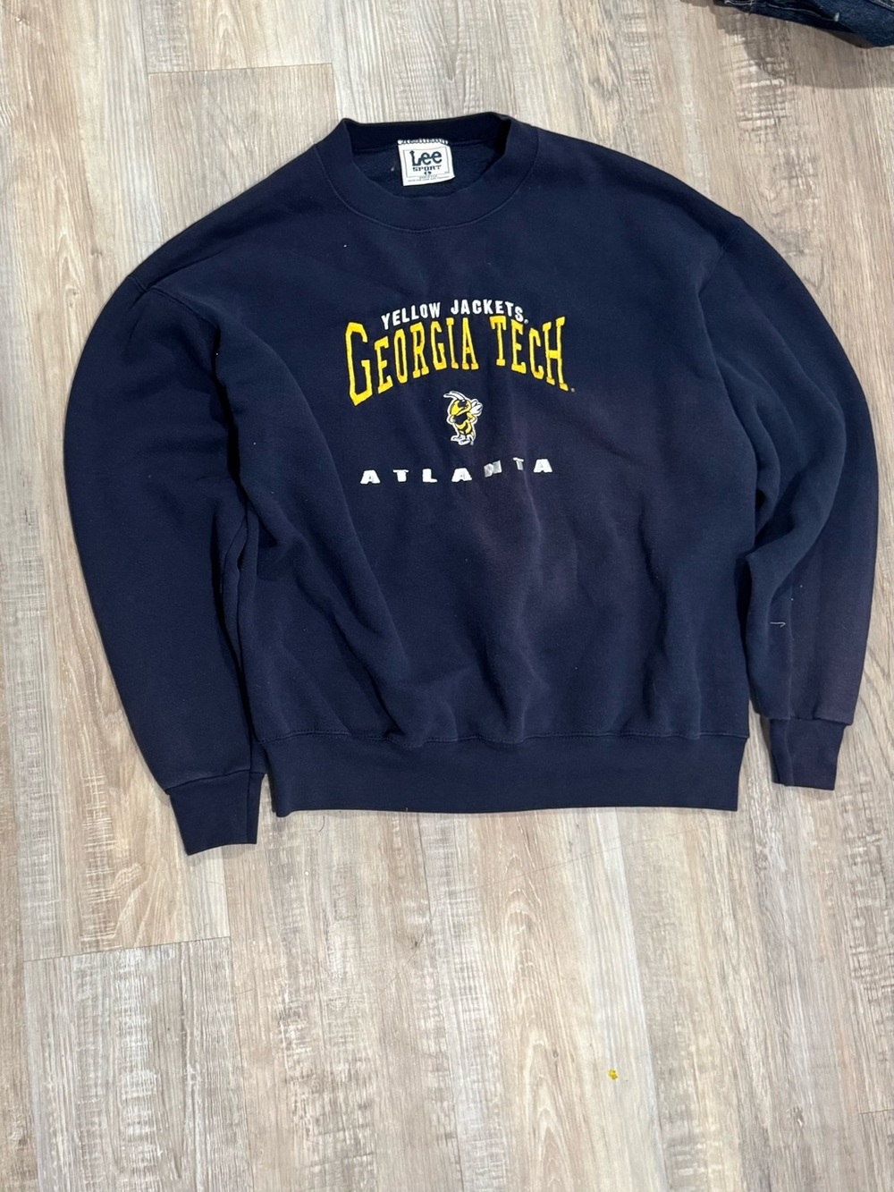 Lee Navy Georgia Tech Crewneck Sweatshirt with Yellow & White Logo
